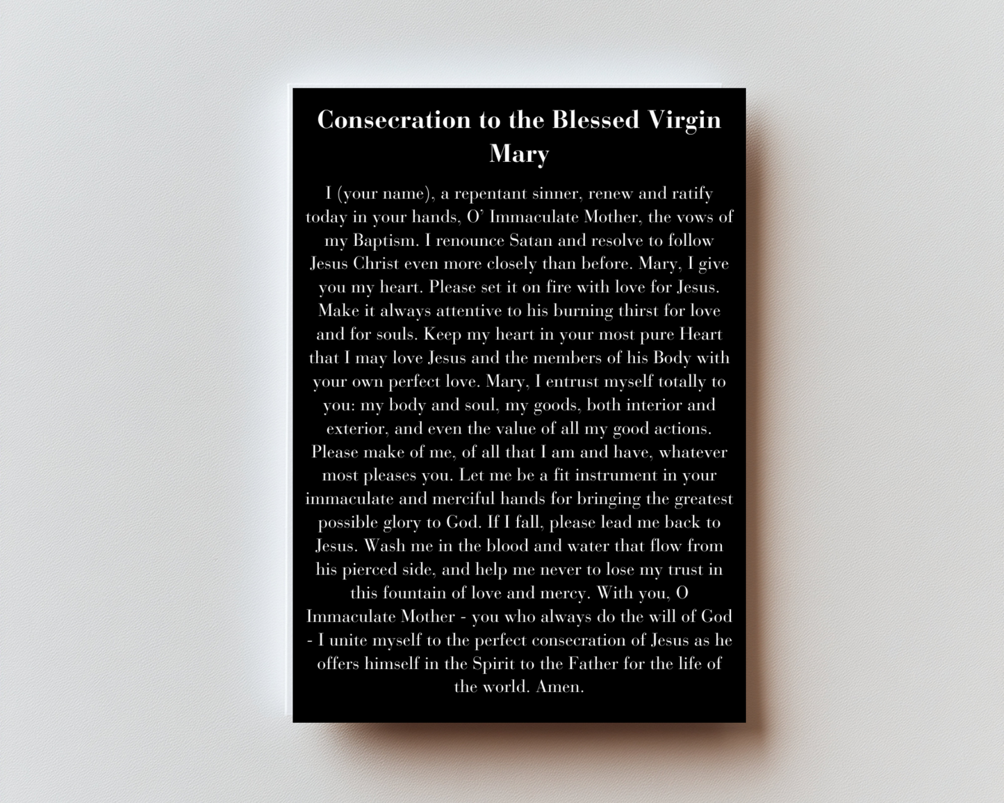Consecration to the Blessed Virgin Mary Premium Metal Prayer Card