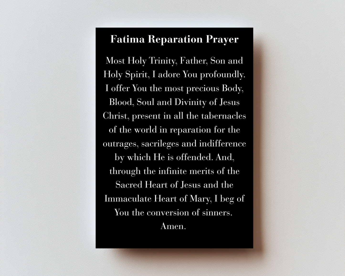 Fatima Reparation Prayer Premium Metal Prayer Card