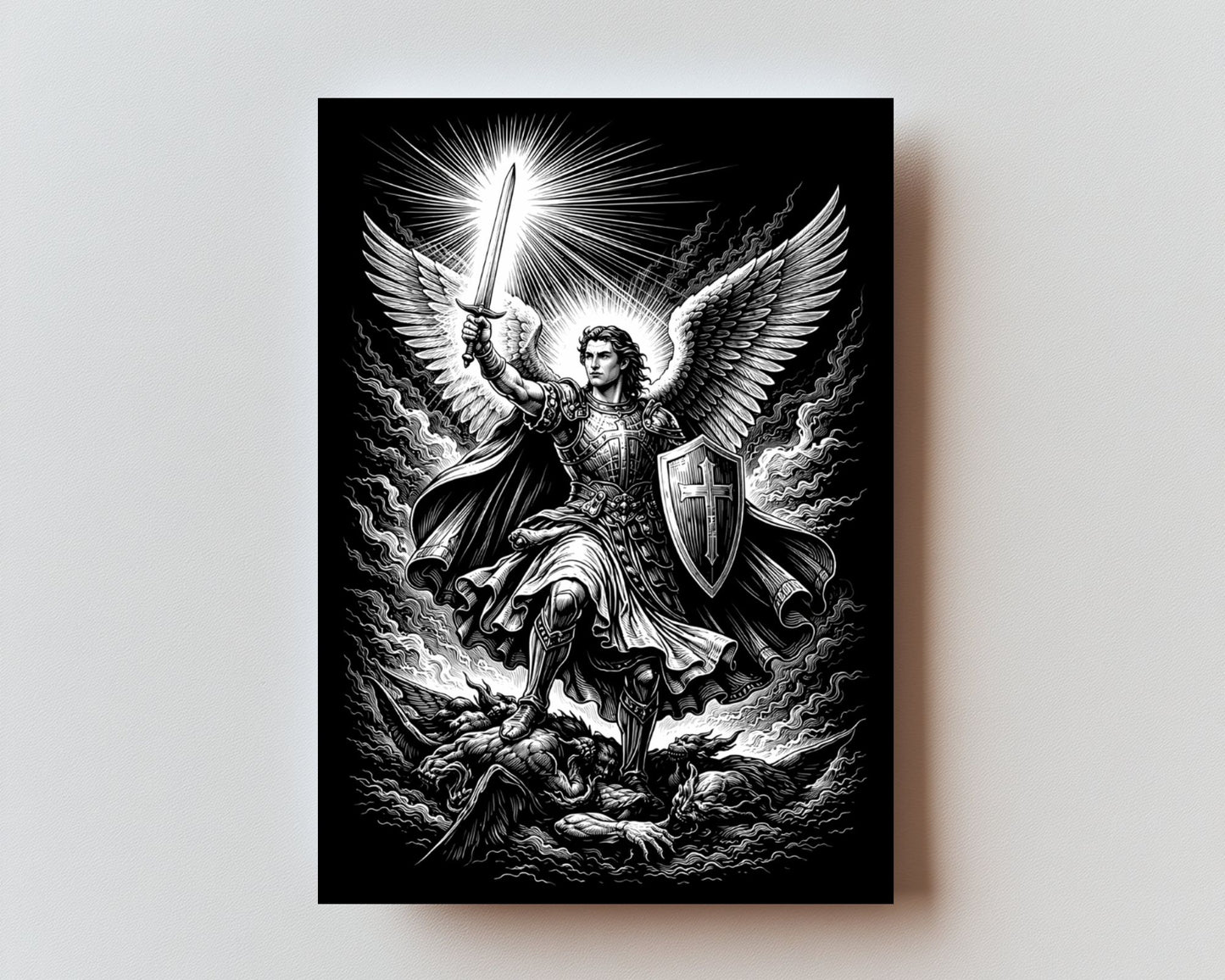 Classic St Michael Premium Metal Prayer Card