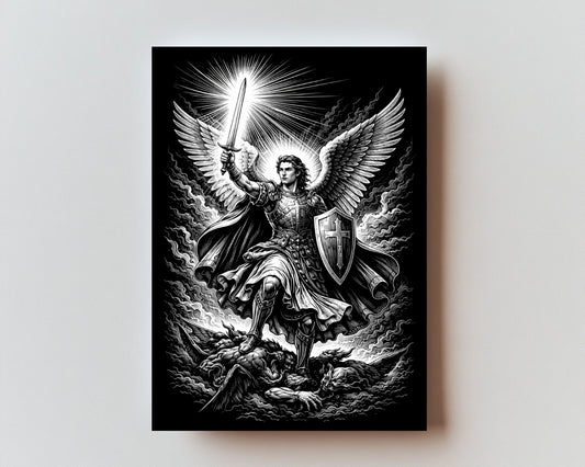 Classic St Michael Premium Metal Prayer Card