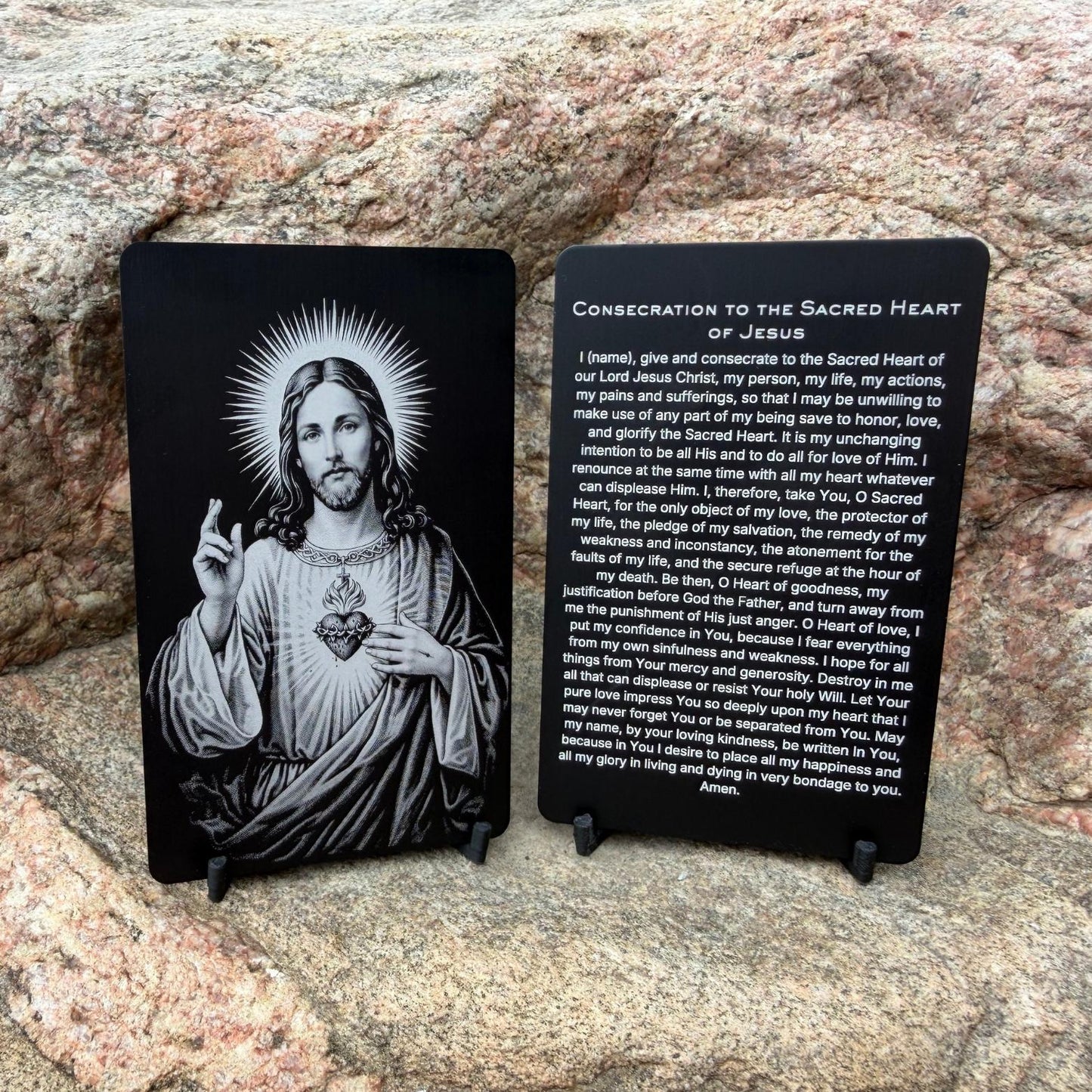 Consecration to the Sacred Heart of Jesus Premium Metal Prayer Card