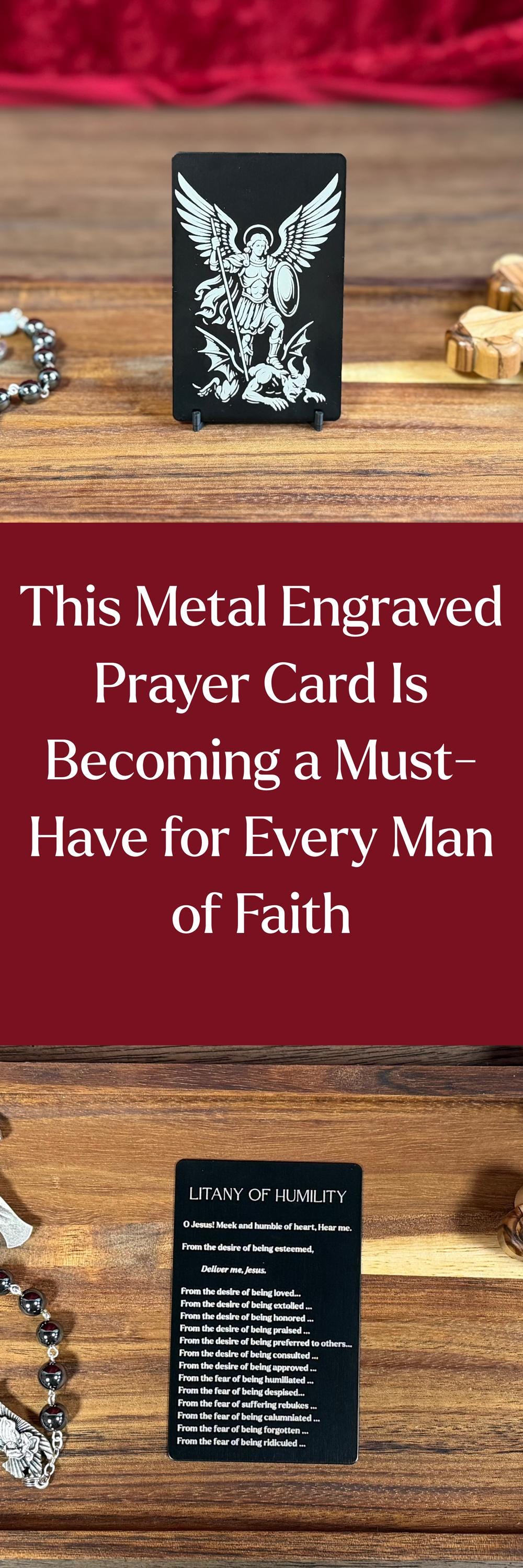 Metal Prayer Card Wallet Sized Catholic Protection Prayer Devotional Pocket Religious Item Keepsake Saint Michael Archangel Gift Men Daily