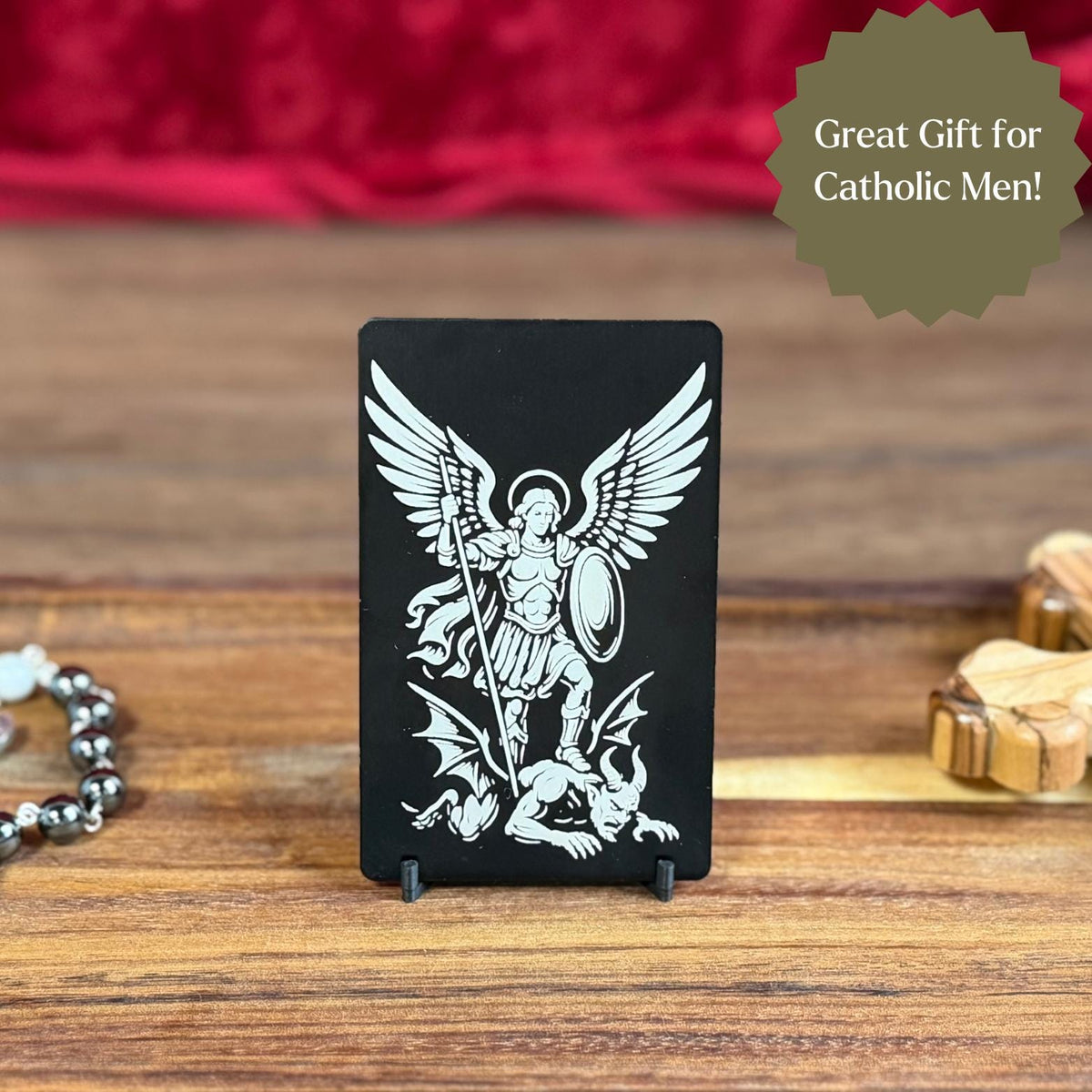 Metal Prayer Card Wallet Sized Catholic Protection Prayer Devotional Pocket Religious Item Keepsake Saint Michael Archangel Gift Men Daily