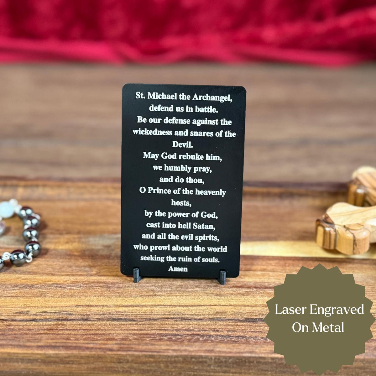 Metal Prayer Card Wallet Sized Catholic Protection Prayer Devotional Pocket Religious Item Keepsake Saint Michael Archangel Gift Men Daily