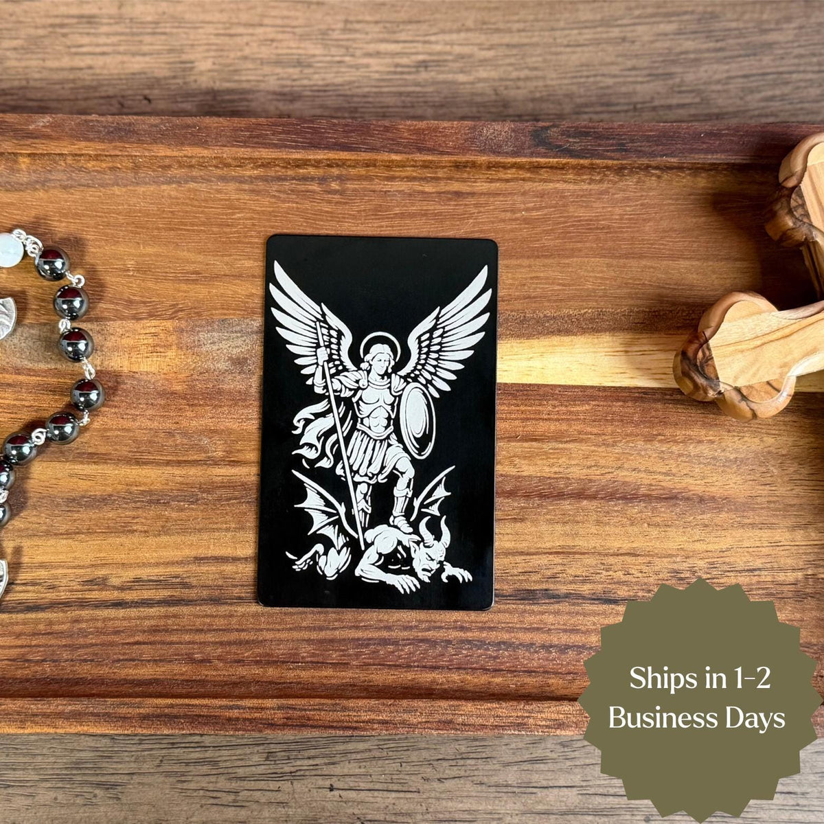 Metal Prayer Card Wallet Sized Catholic Protection Prayer Devotional Pocket Religious Item Keepsake Saint Michael Archangel Gift Men Daily
