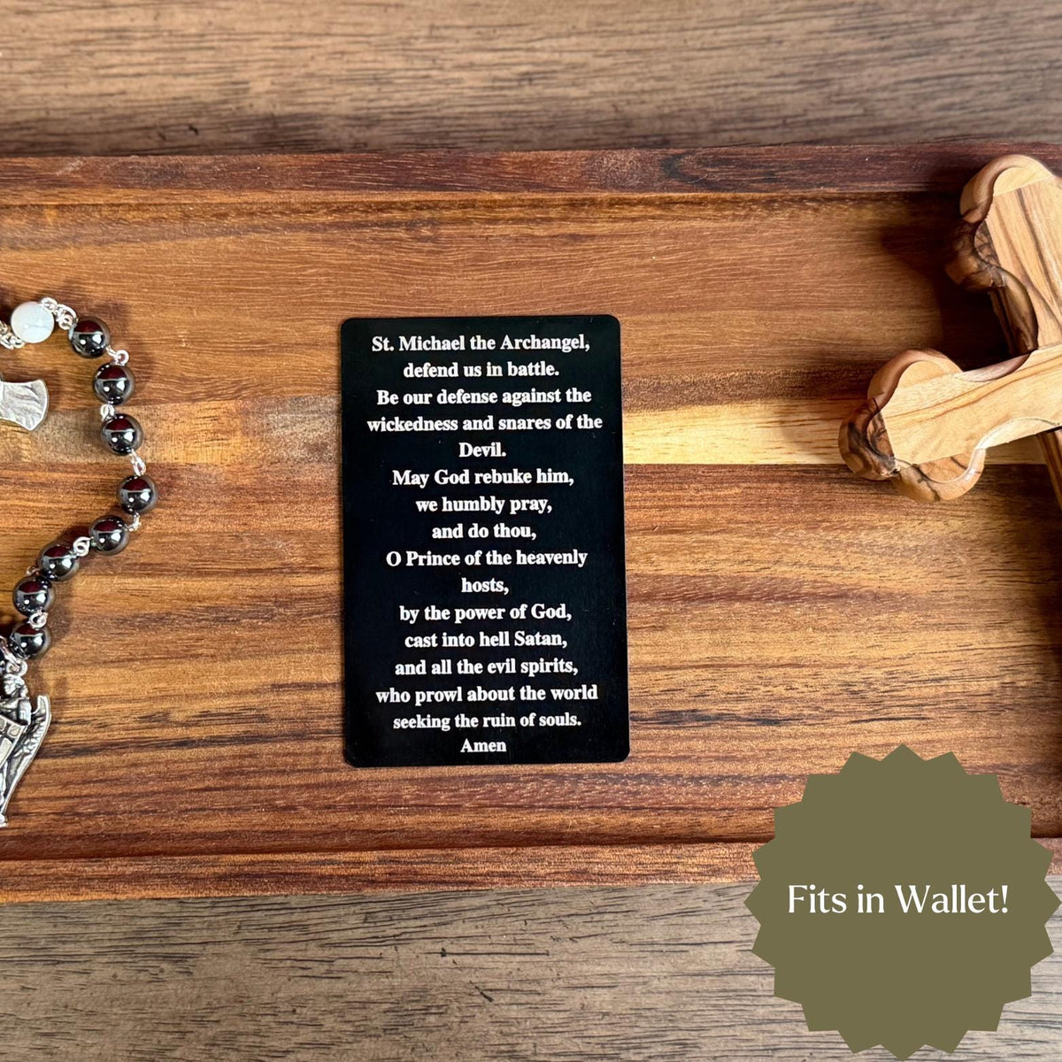Metal Prayer Card Wallet Sized Catholic Protection Prayer Devotional Pocket Religious Item Keepsake Saint Michael Archangel Gift Men Daily