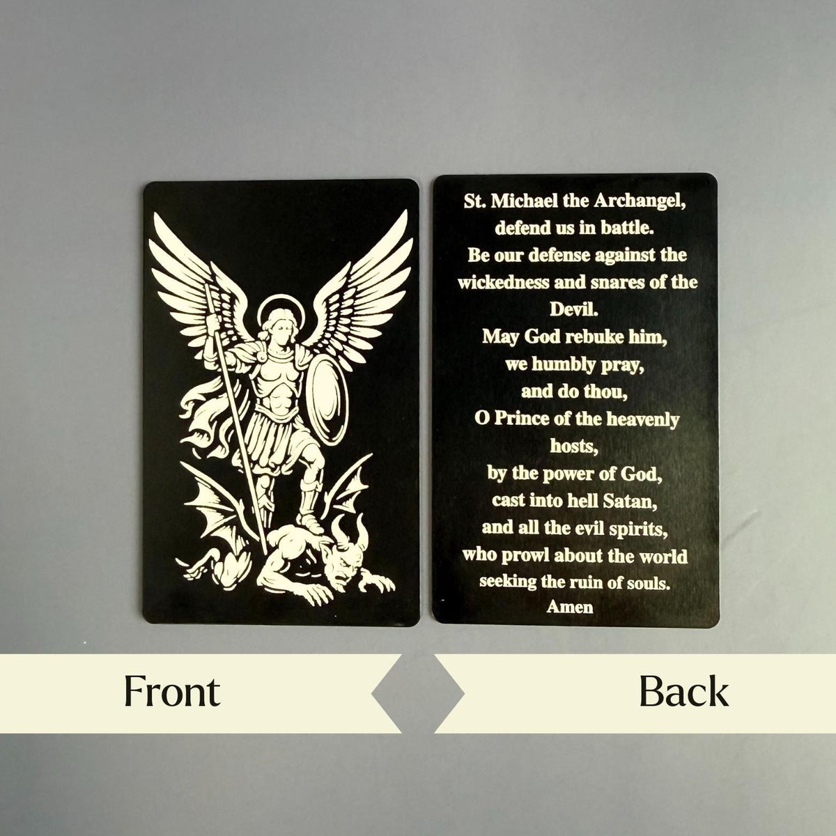 Metal Prayer Card Wallet Sized Catholic Protection Prayer Devotional Pocket Religious Item Keepsake Saint Michael Archangel Gift Men Daily