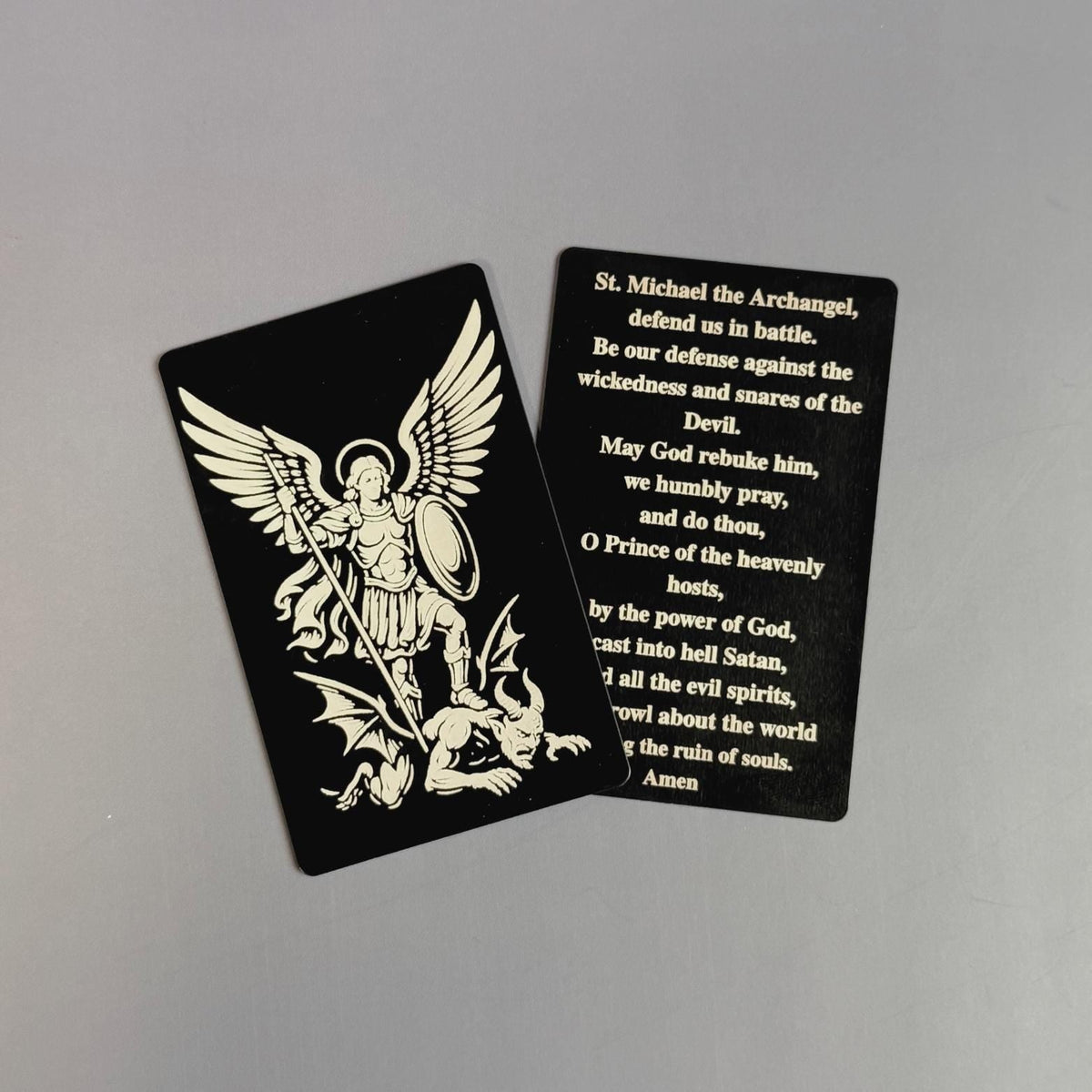 Metal Prayer Card Wallet Sized Catholic Protection Prayer Devotional Pocket Religious Item Keepsake Saint Michael Archangel Gift Men Daily
