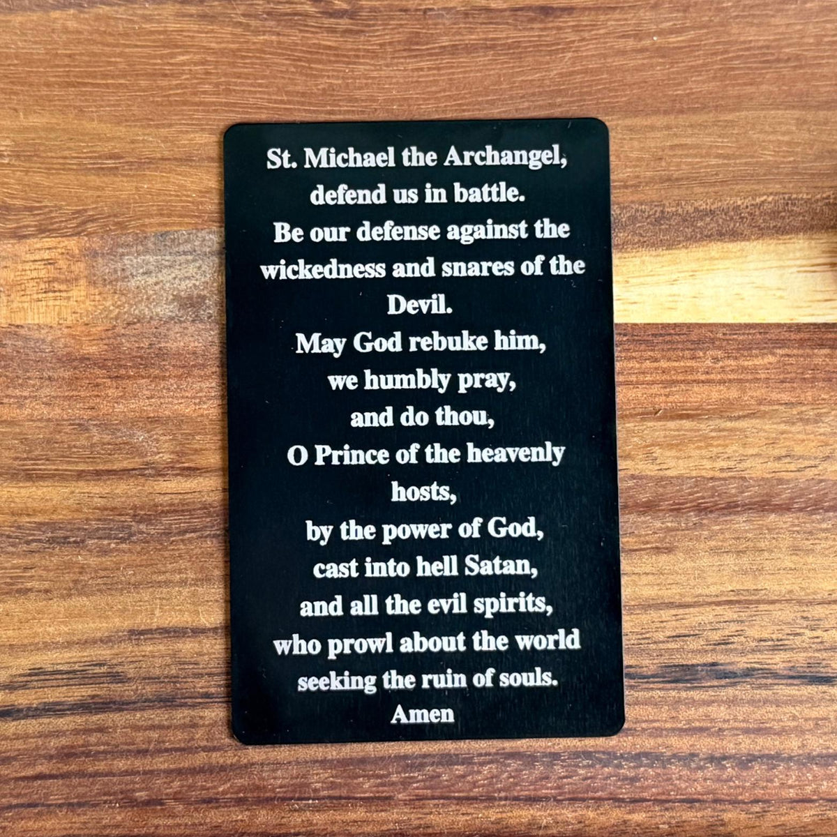Metal Prayer Card Wallet Sized Catholic Protection Prayer Devotional Pocket Religious Item Keepsake Saint Michael Archangel Gift Men Daily
