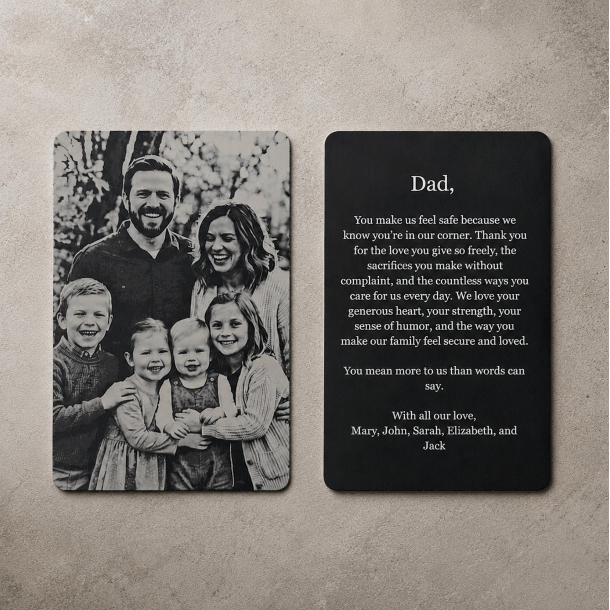 Dad Birthday Present first fathers day gift idea personalized durable laser engraved gift for him, grandparent memorial card idea